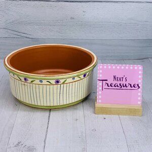 Deroma Made In Italy #23 Terra Cotta Hand Painted Strips Floral Pot Planter Bowl